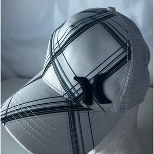 HURLEY Ball Cap Hat SnapBack Mesh Logo Plaid Surf Swim Beach